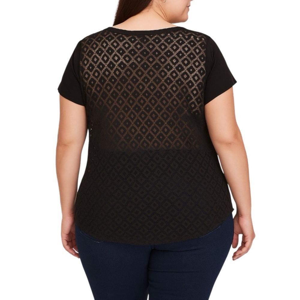 Torrid Women’s Black Lace Back Short Sleeve Top | Size 2 (2X)